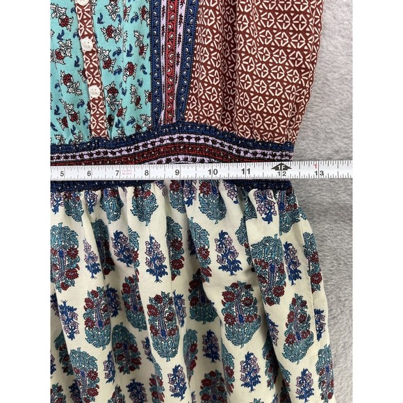 Lorimer NYC Women's Apron Dress Sleeveless Size Medium Pleated Patchwork Print - Picture 8 of 14